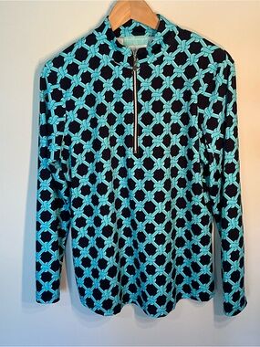 Teal & Navy Long Sleeve Printed Tee
